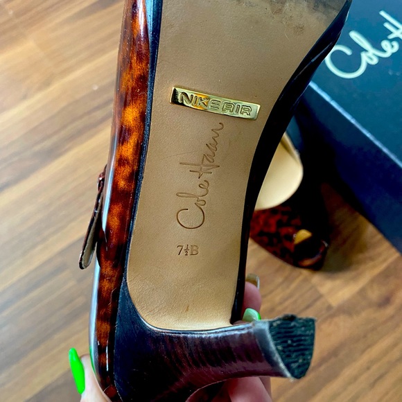 Cole Haan tortoise patent leather heels with box, size 7.5 - Picture 6 of 6